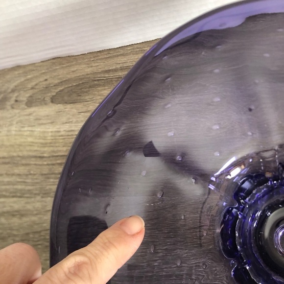 Handblown Purple Art Glass Bowl with Controlled Bubbles - Picture 6 of 16